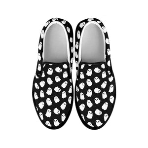 Cute Little Ghost Pattern Print Black Slip On Shoes