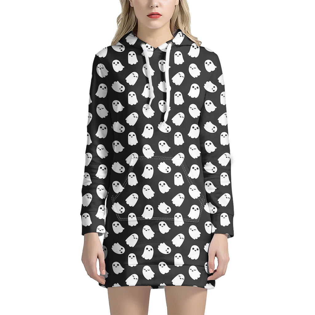 Cute Little Ghost Pattern Print Hoodie Dress