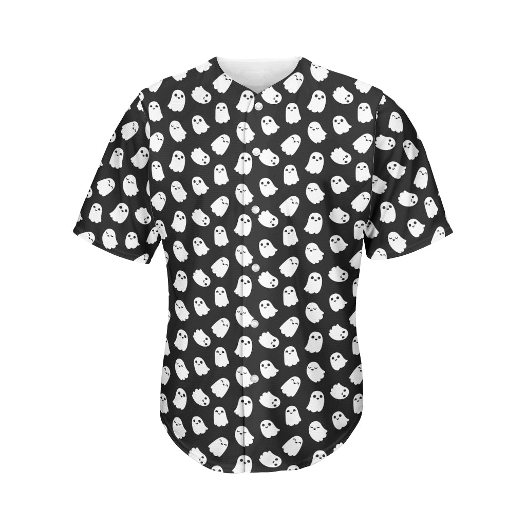 Cute Little Ghost Pattern Print Men's Baseball Jersey