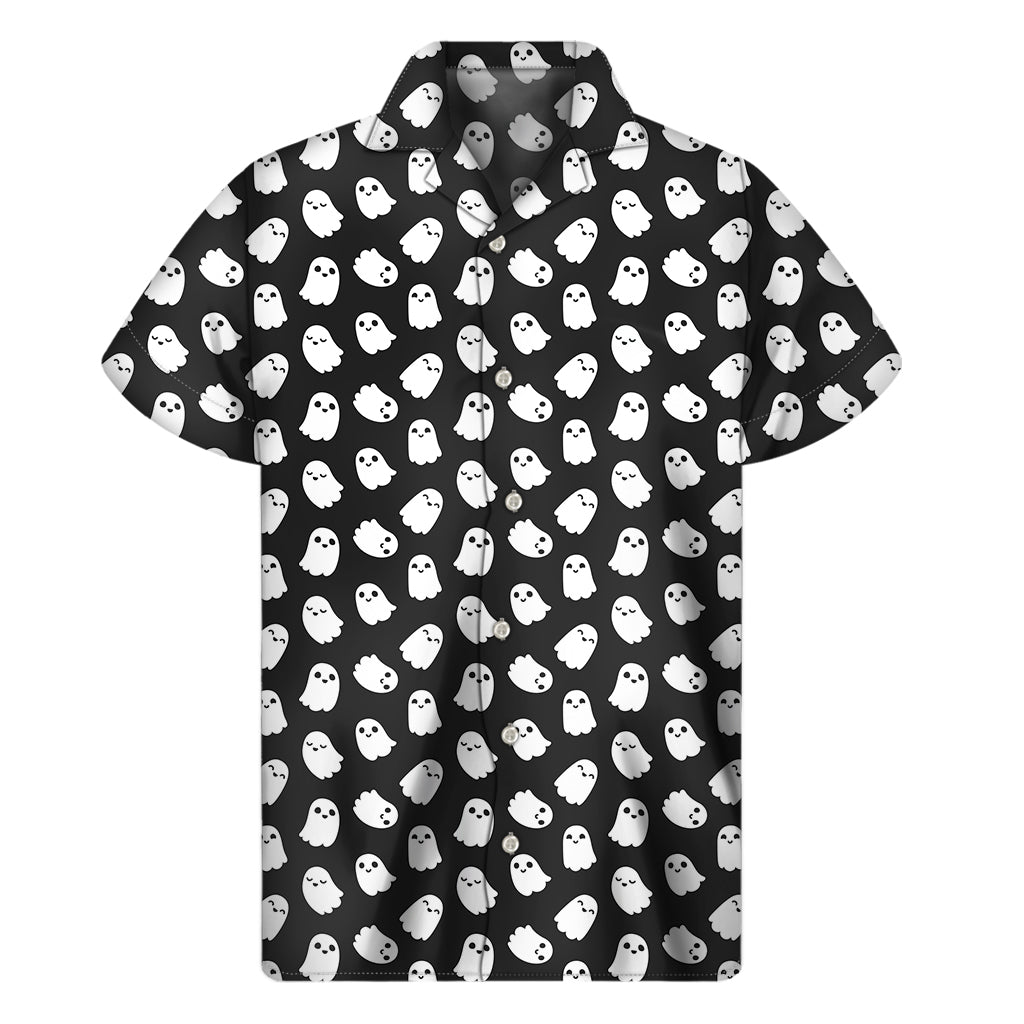 Cute Little Ghost Pattern Print Men's Short Sleeve Shirt