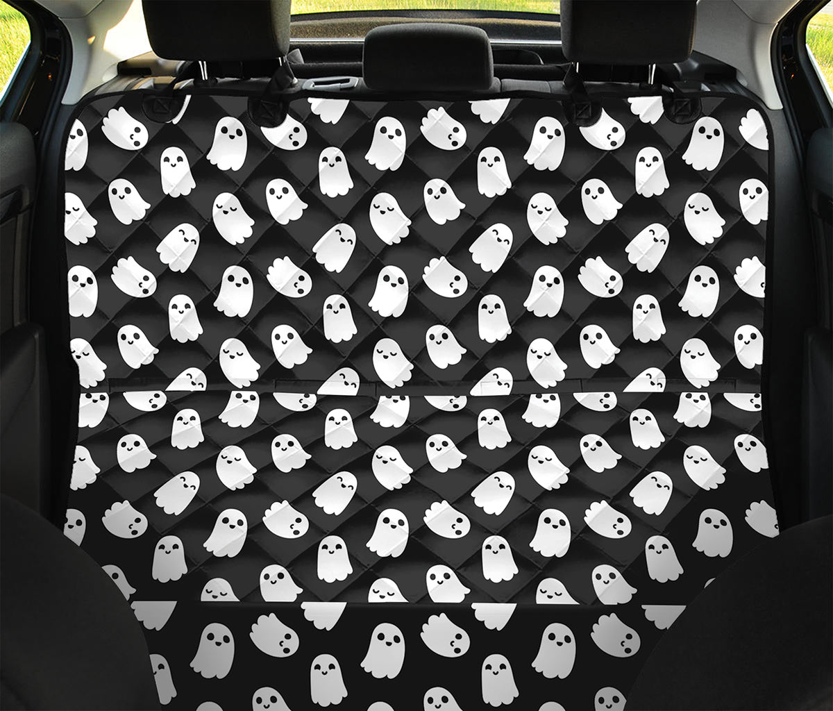 Cute Little Ghost Pattern Print Pet Car Back Seat Cover