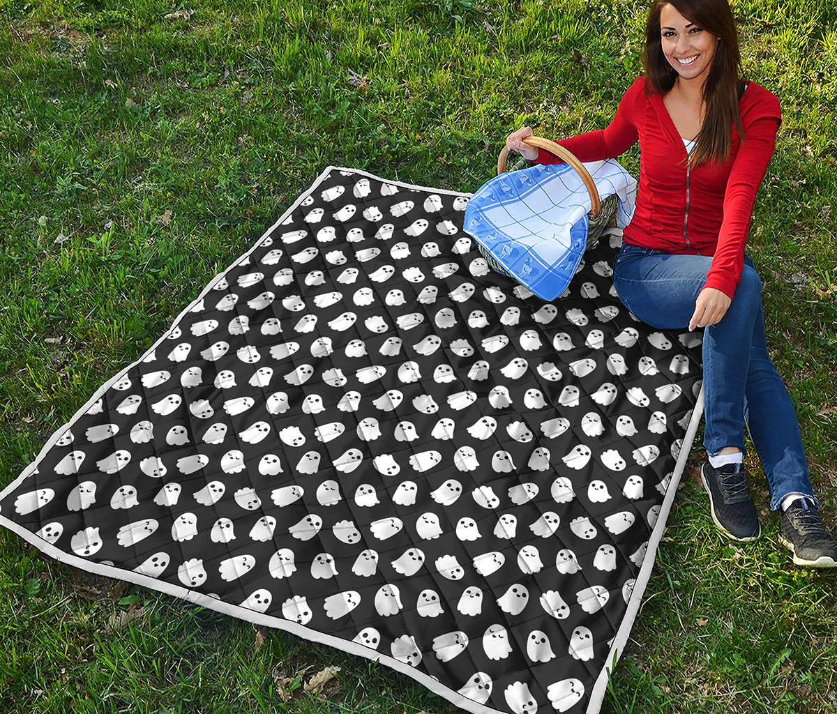 Cute Little Ghost Pattern Print Quilt
