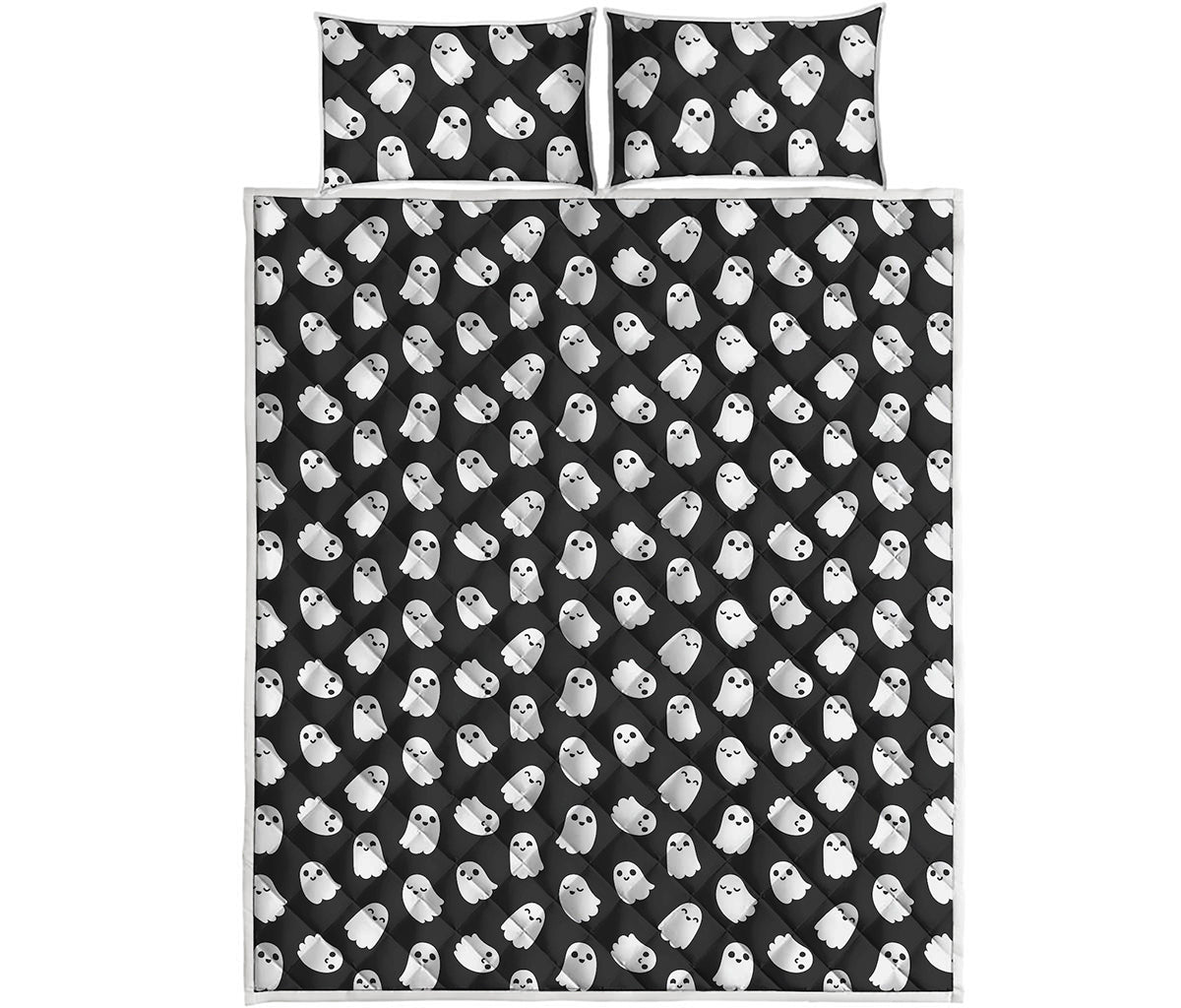 Cute Little Ghost Pattern Print Quilt Bed Set