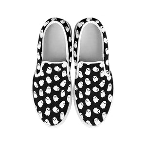 Cute Little Ghost Pattern Print White Slip On Shoes