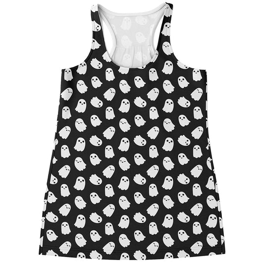 Cute Little Ghost Pattern Print Women's Racerback Tank Top