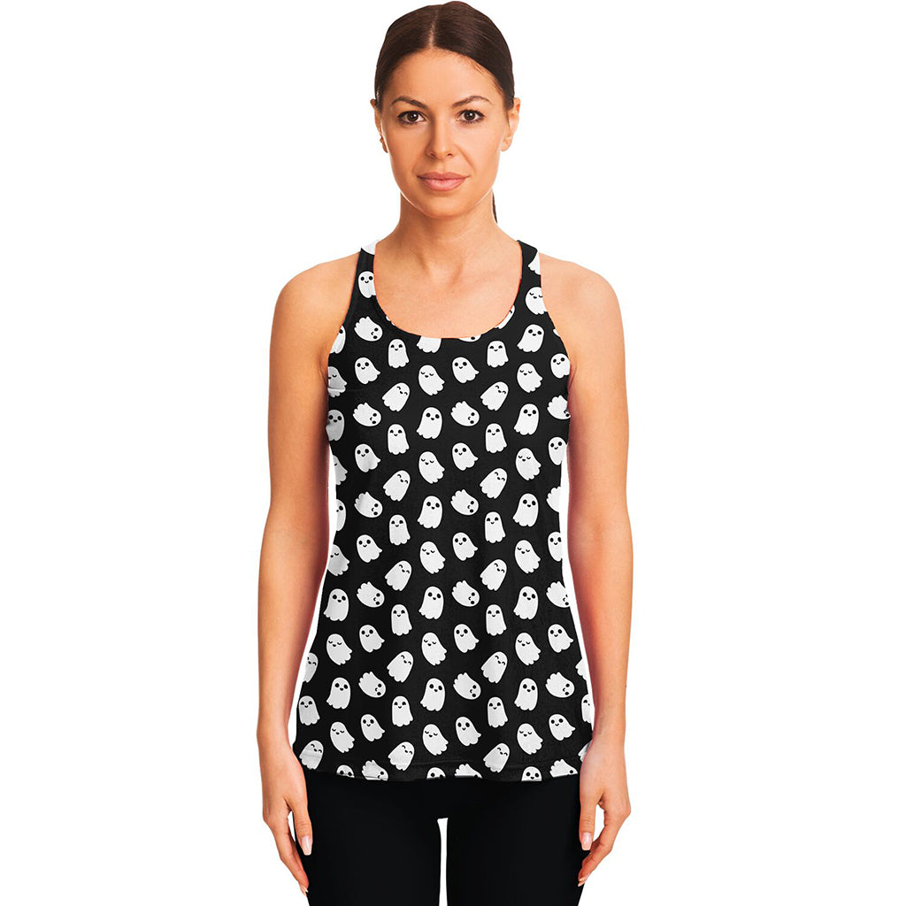 Cute Little Ghost Pattern Print Women's Racerback Tank Top