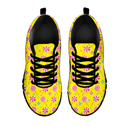 Cute Lollipop Pattern Print Black Sneakers