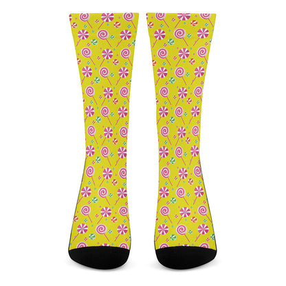 Cute Lollipop Pattern Print Crew Socks
