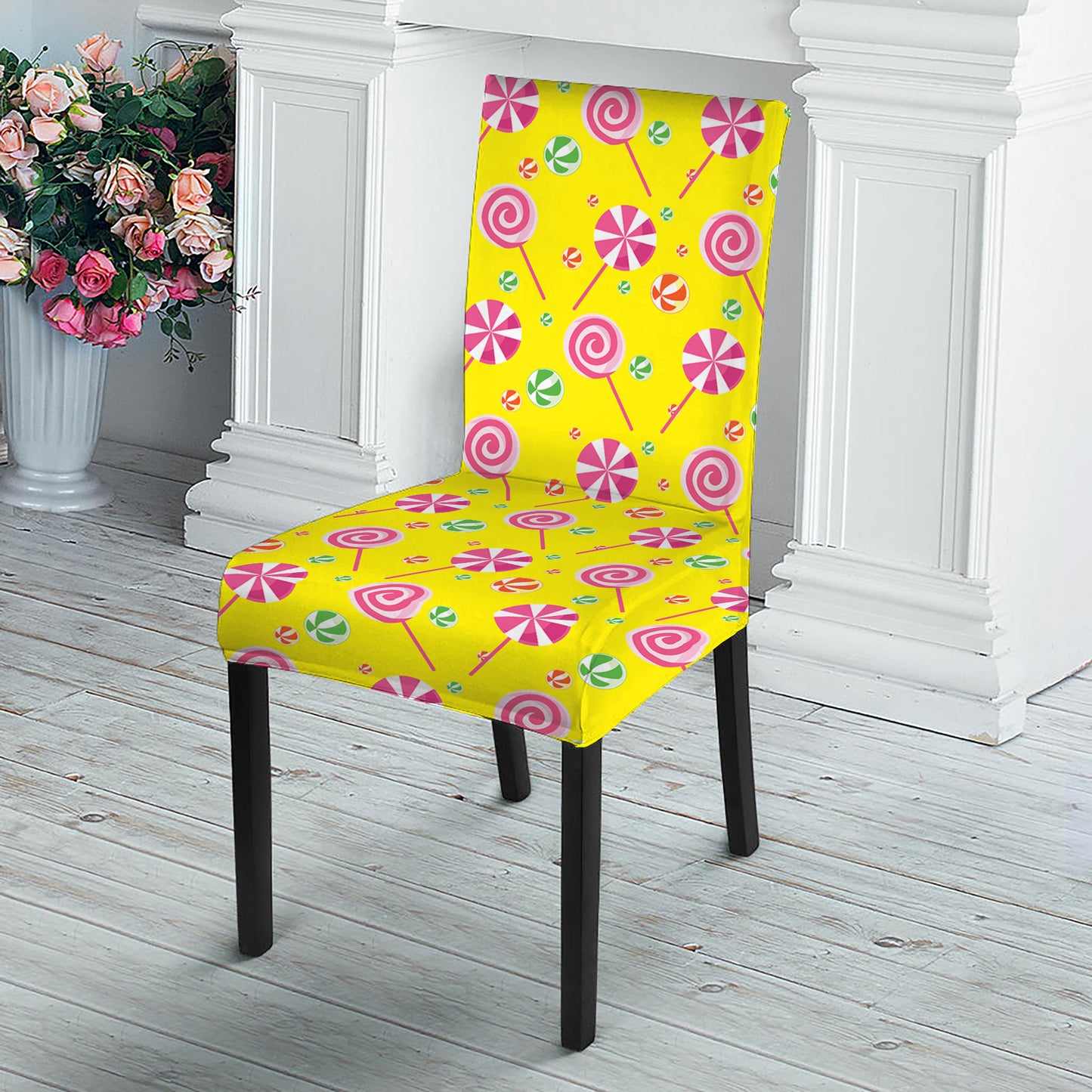 Cute Lollipop Pattern Print Dining Chair Slipcover