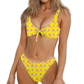 Cute Lollipop Pattern Print Front Bow Tie Bikini