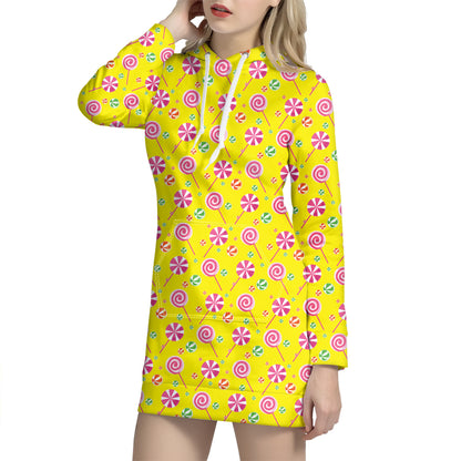Cute Lollipop Pattern Print Hoodie Dress