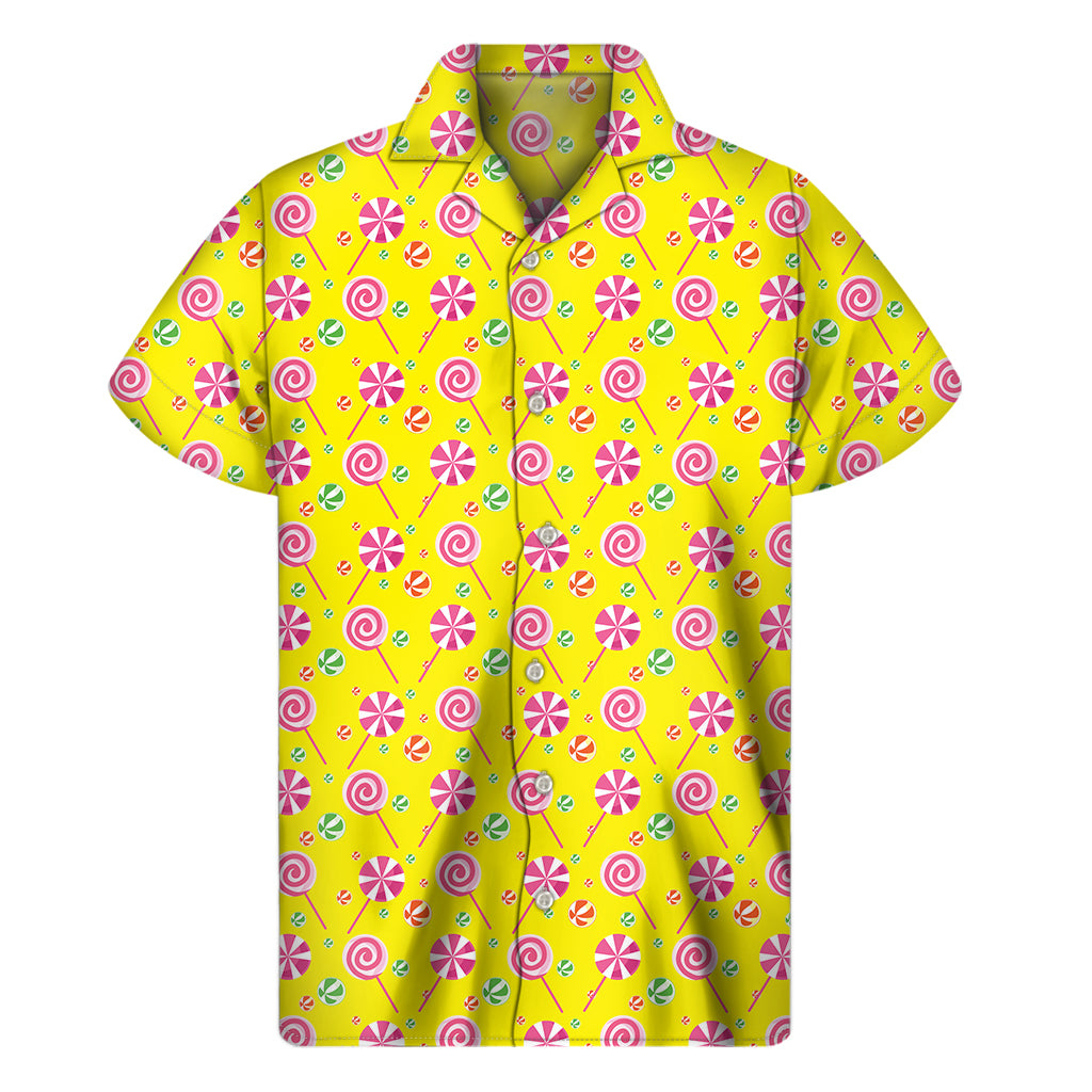 Cute Lollipop Pattern Print Men's Short Sleeve Shirt