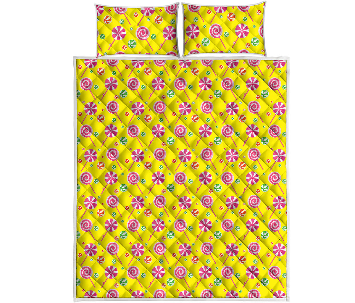 Cute Lollipop Pattern Print Quilt Bed Set