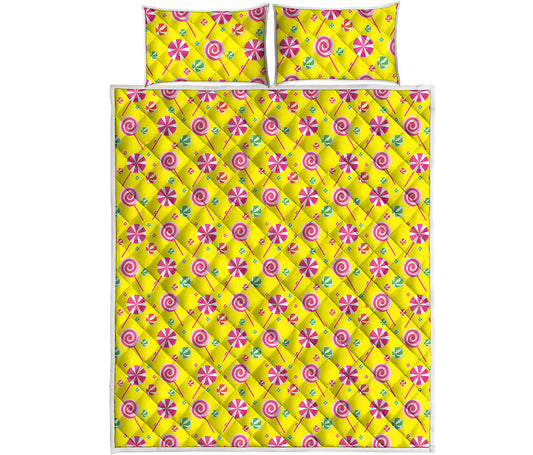 Cute Lollipop Pattern Print Quilt Bed Set