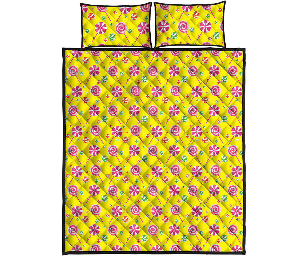 Cute Lollipop Pattern Print Quilt Bed Set
