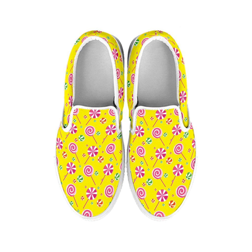 Cute Lollipop Pattern Print White Slip On Shoes