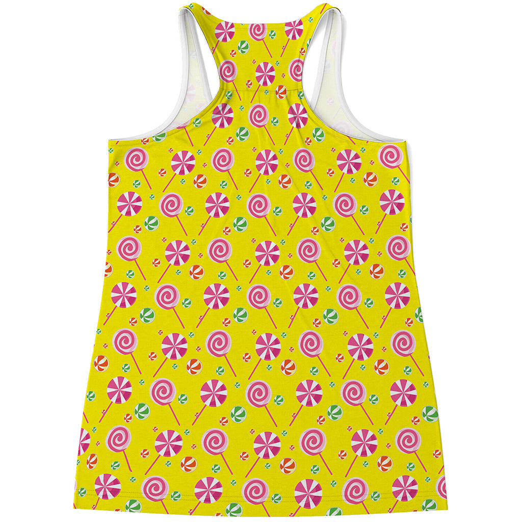 Cute Lollipop Pattern Print Women's Racerback Tank Top