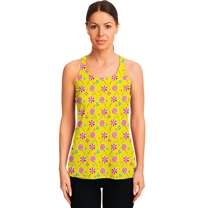 Cute Lollipop Pattern Print Women's Racerback Tank Top
