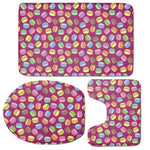 Cute Macaron Pattern Print 3 Piece Bath Mat Set