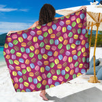Cute Macaron Pattern Print Beach Sarong Wrap