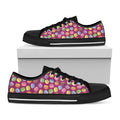 Cute Macaron Pattern Print Black Low Top Sneakers