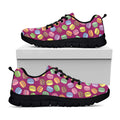 Cute Macaron Pattern Print Black Running Shoes