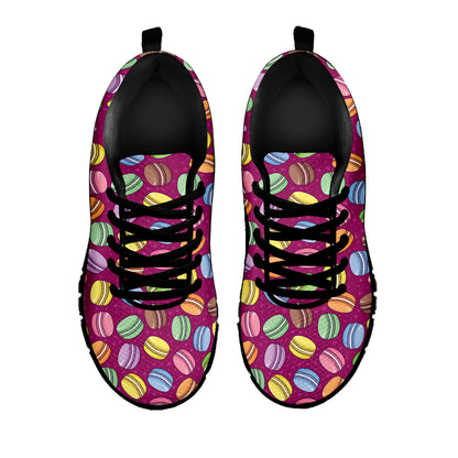 Cute Macaron Pattern Print Black Sneakers