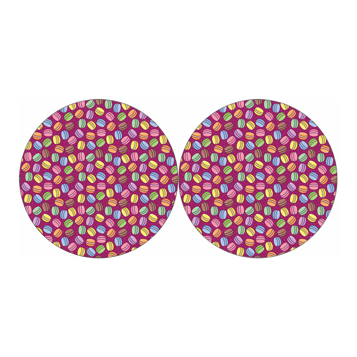 Cute Macaron Pattern Print Car Coasters