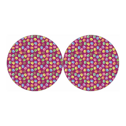Cute Macaron Pattern Print Car Coasters
