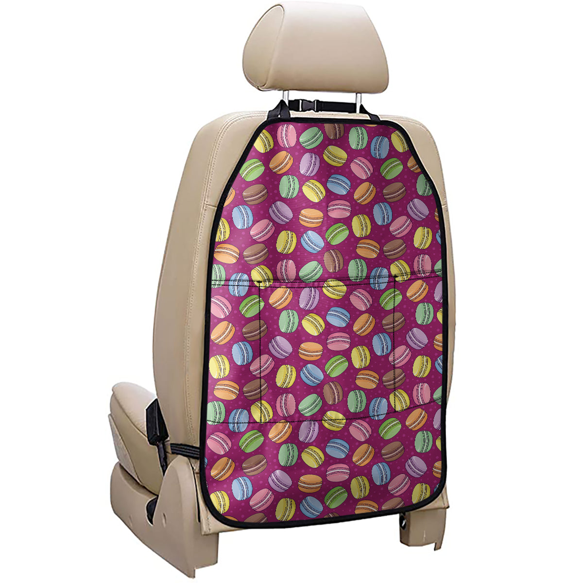 Cute Macaron Pattern Print Car Seat Organizers
