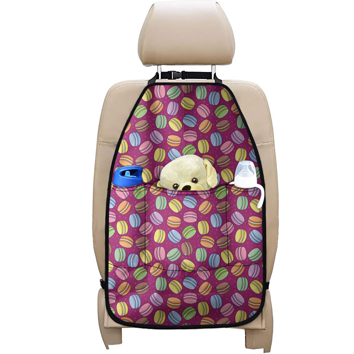 Cute Macaron Pattern Print Car Seat Organizers
