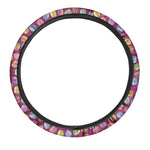 Cute Macaron Pattern Print Car Steering Wheel Cover