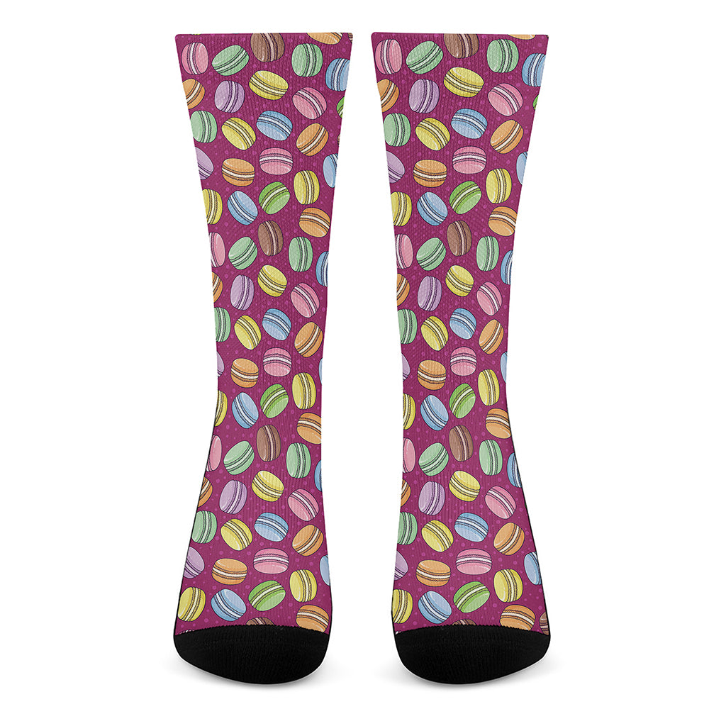 Cute Macaron Pattern Print Crew Socks