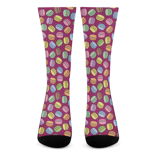 Cute Macaron Pattern Print Crew Socks