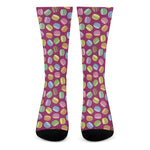 Cute Macaron Pattern Print Crew Socks