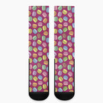 Cute Macaron Pattern Print Crew Socks