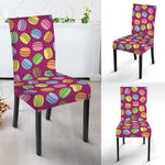 Cute Macaron Pattern Print Dining Chair Slipcover