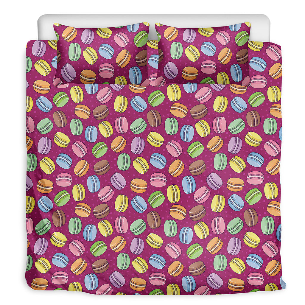 Cute Macaron Pattern Print Duvet Cover Bedding Set