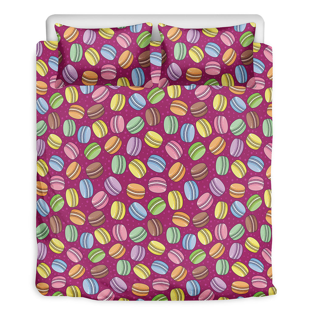 Cute Macaron Pattern Print Duvet Cover Bedding Set