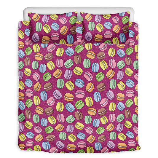 Cute Macaron Pattern Print Duvet Cover Bedding Set