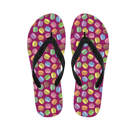 Cute Macaron Pattern Print Flip Flops