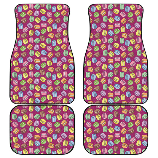 Cute Macaron Pattern Print Front and Back Car Floor Mats