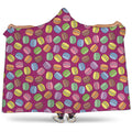 Cute Macaron Pattern Print Hooded Blanket