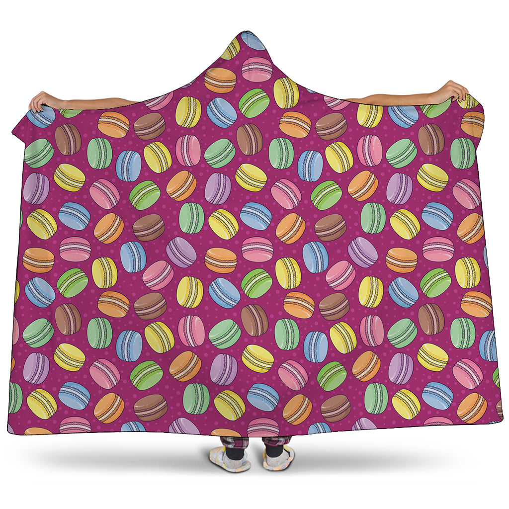 Cute Macaron Pattern Print Hooded Blanket