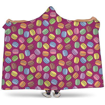Cute Macaron Pattern Print Hooded Blanket