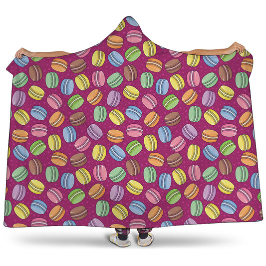Cute Macaron Pattern Print Hooded Blanket