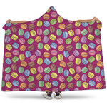 Cute Macaron Pattern Print Hooded Blanket