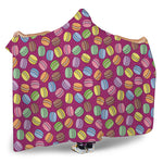 Cute Macaron Pattern Print Hooded Blanket