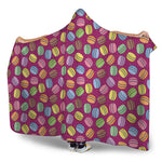 Cute Macaron Pattern Print Hooded Blanket