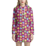 Cute Macaron Pattern Print Hoodie Dress
